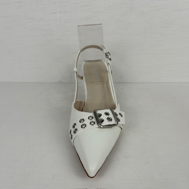 Stoere slingbacks met hakje wit