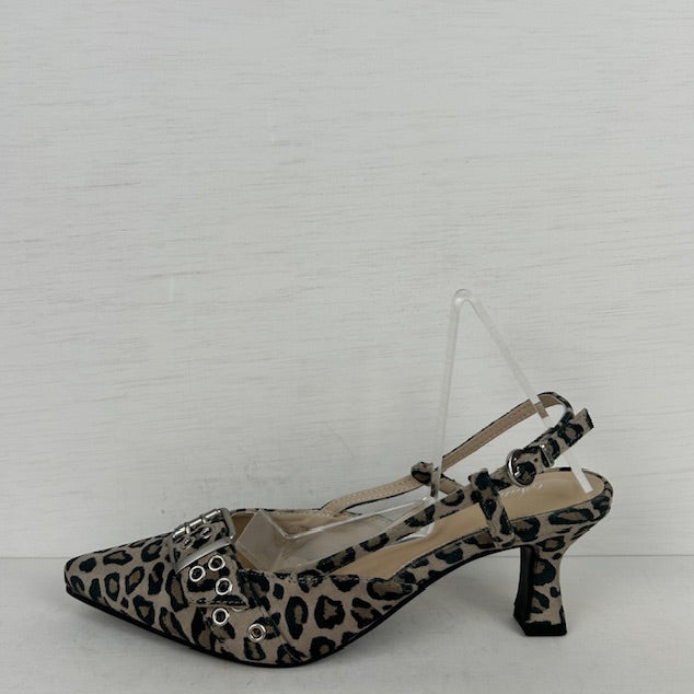 Stoere slingbacks met hakje panter
