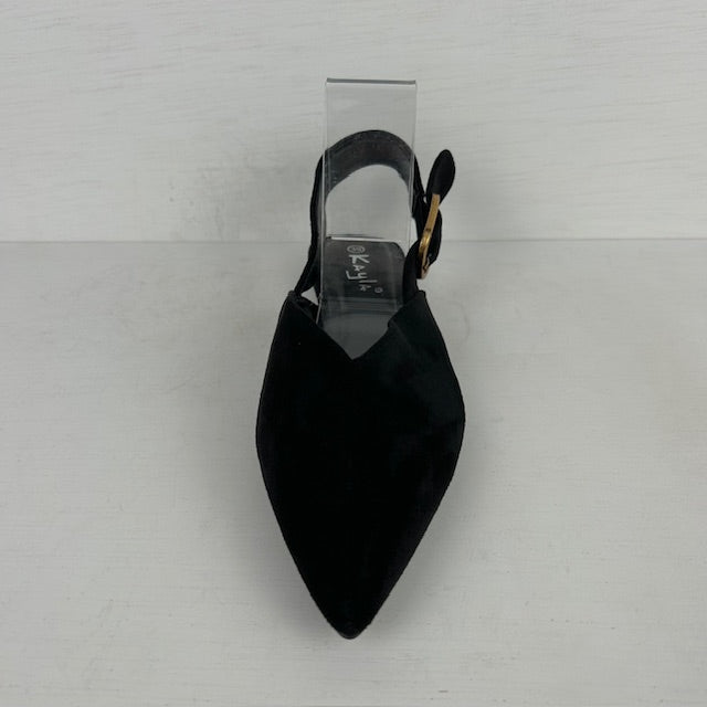 Slingbacks met platte zool en gespje zwart
