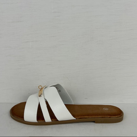 Leuke slippers met gouden detail wit
