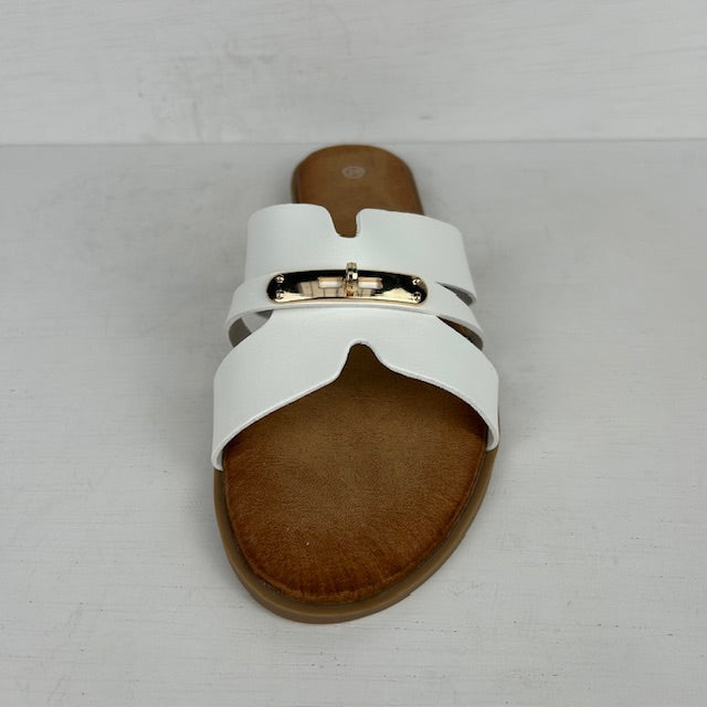 Leuke slippers met gouden detail wit