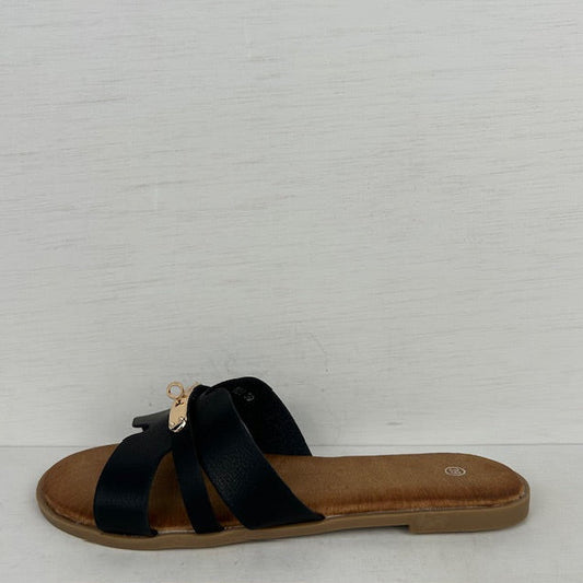 Leuke slippers met gouden detail zwart