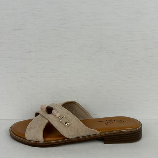 Geweldige slippers met steentjes khaki