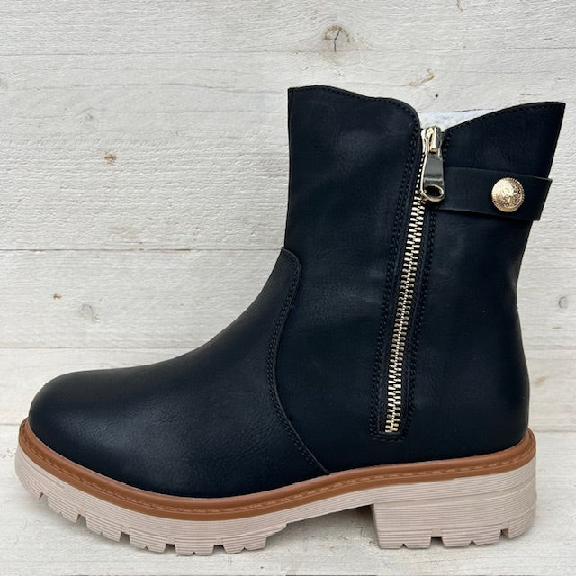 Stoere boots met rits zwart