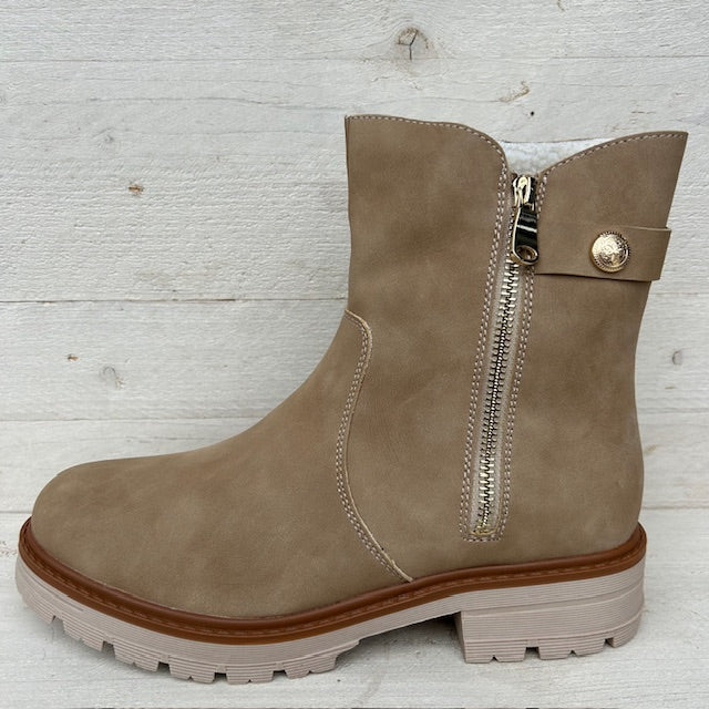 Stoere boots met rits khaki