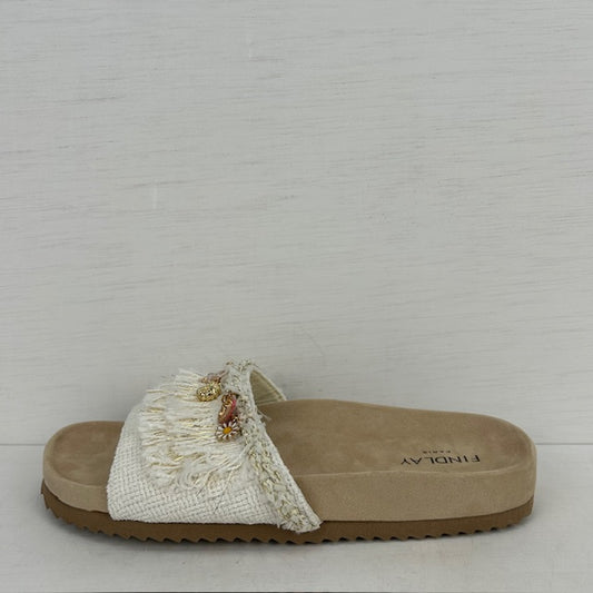 Zomerse slippers met franjes beige