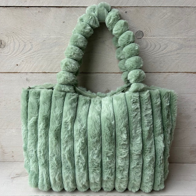 Furry ribbelshopper groen