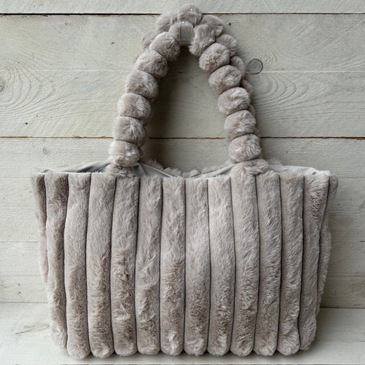 Furry ribbelshopper beige