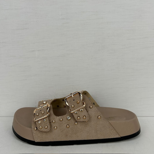 Leuke sandalen met studs khaki