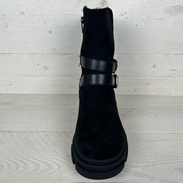 Suèdine boots met gespjes zwart