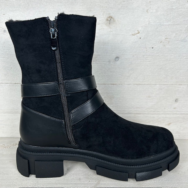 Suèdine boots met gespjes zwart