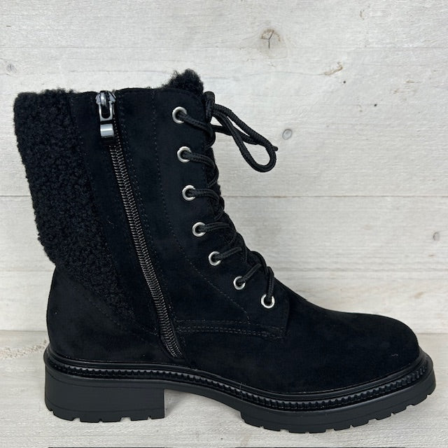 Leuke teddy veterboots zwart