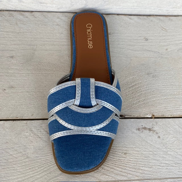 Slippers denim blue