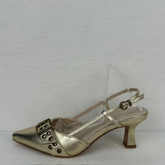 Stoere slingbacks met hakje goud