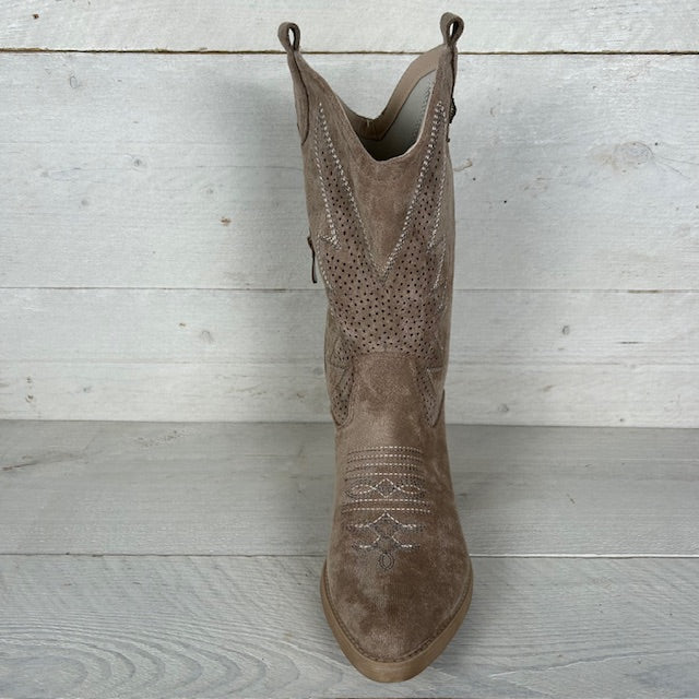 Cowboylaars met fraaie afwerking khaki