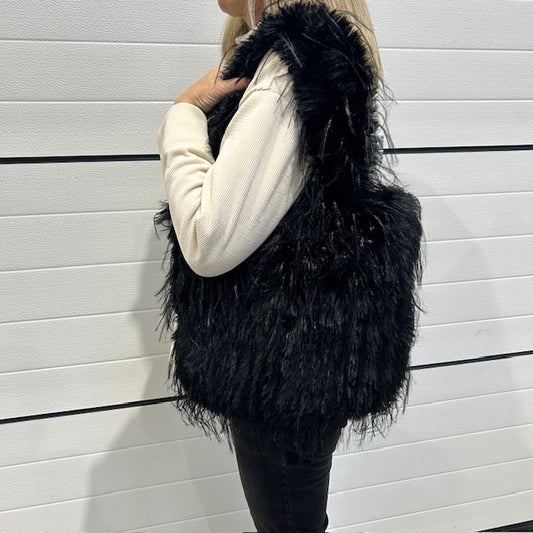 Trendy furry shopper zwart