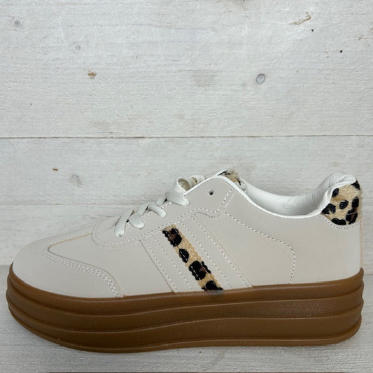 Sneaker met trendy retrozool khaki panter