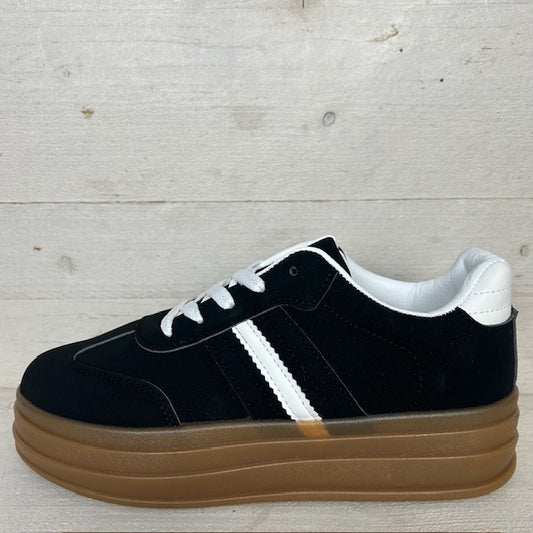 Sneaker met trendy retrozool zwart