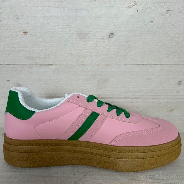 Trendy retro sneaker roze groen