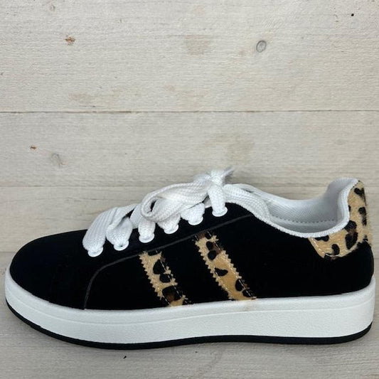 Lage sneaker met panter details zwart