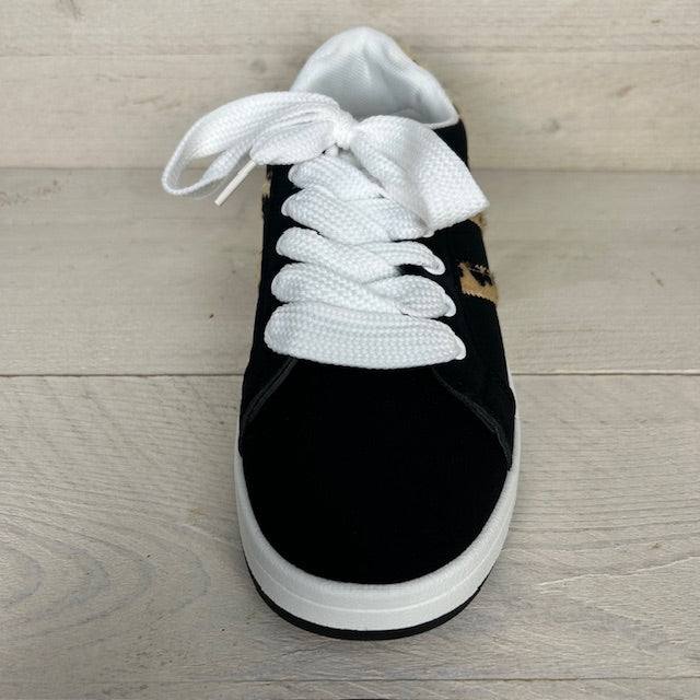 Lage sneaker met panter details zwart