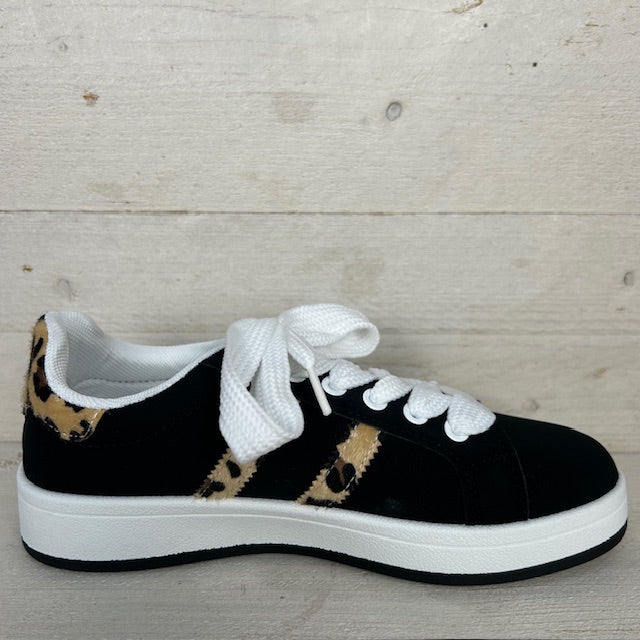 Lage sneaker met panter details zwart