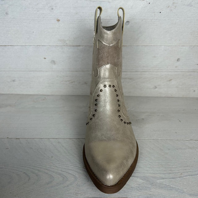 Cowboylaarsje met gaaf design khaki goud