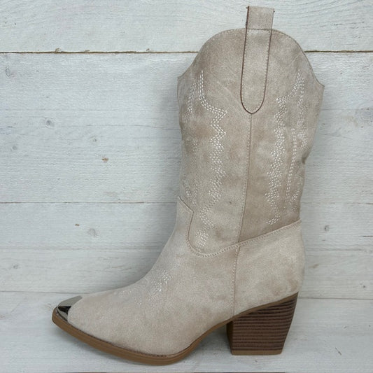 Cowboylaars met zilver detail beige