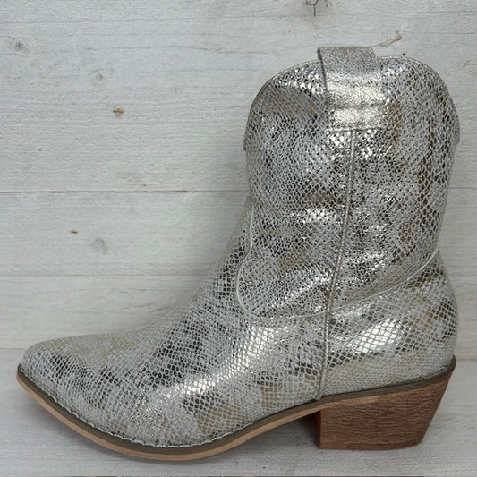 Croco cowboylaarsje metallic goud