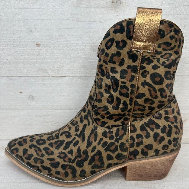 Panter cowboylaarsje met metallic detail