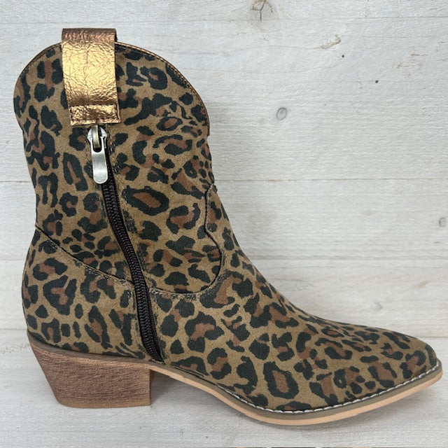 Panter cowboylaarsje met metallic detail