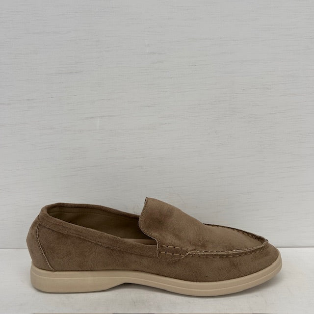 Basic suèdine instappers khaki