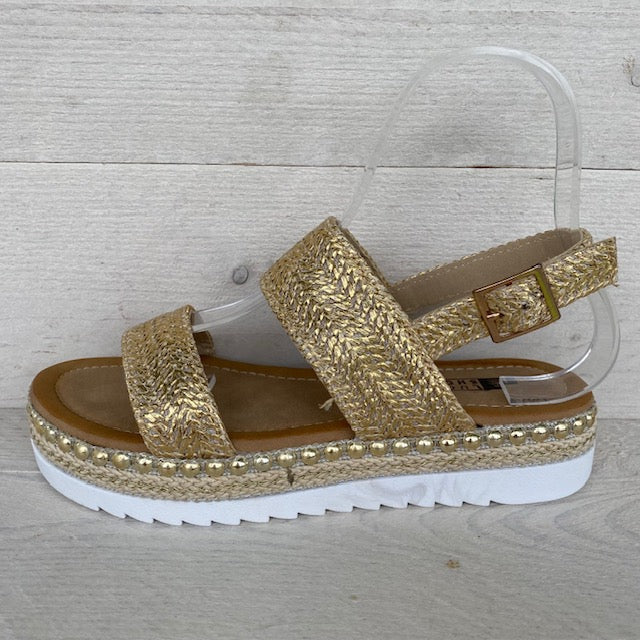 Sandalen metallic goud