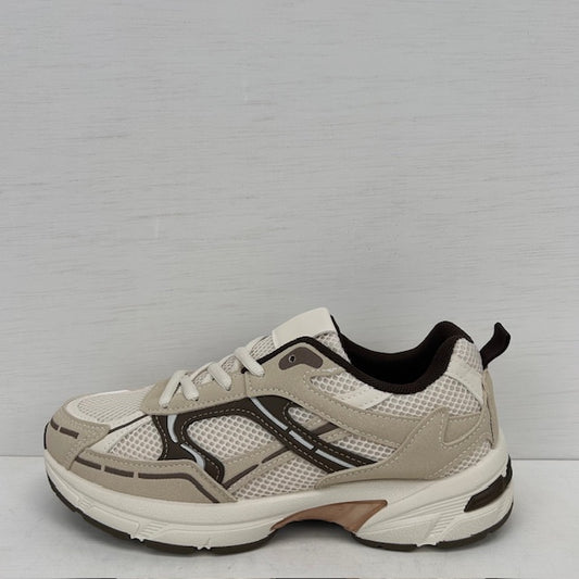 Trendy sneakers met gave afwerking beige