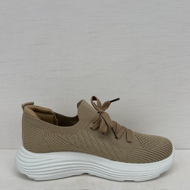 Casual sneakers met sportief design khaki