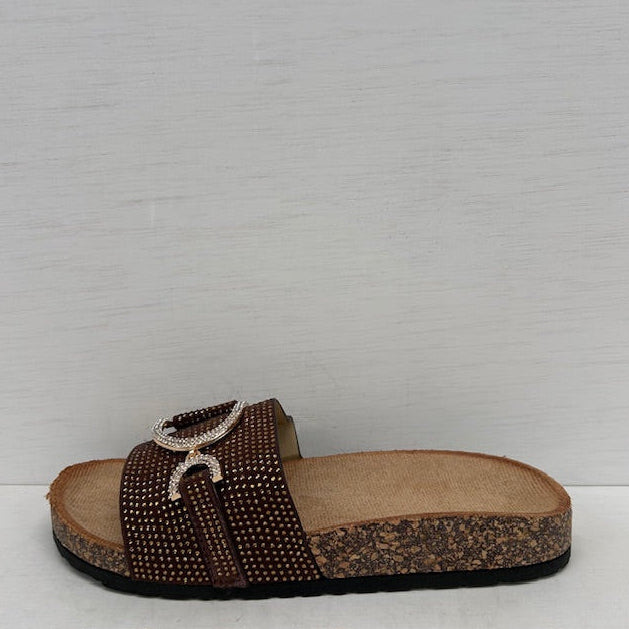 Geweldige slippers met glitters bruin