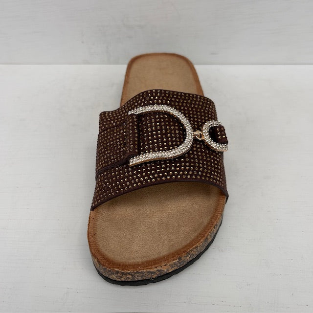 Geweldige slippers met glitters bruin