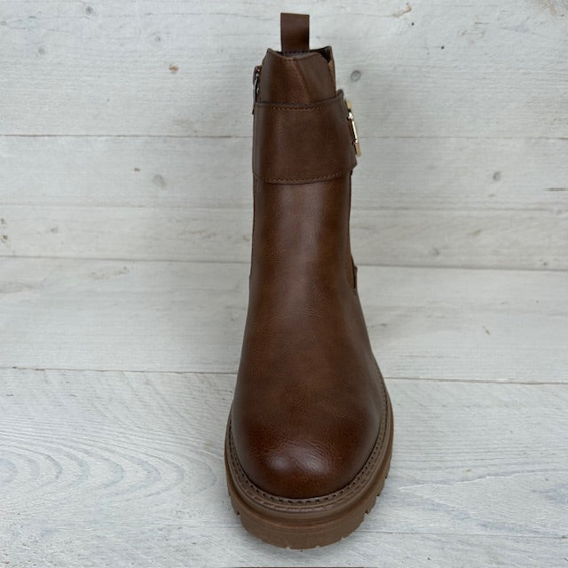 Leatherlook boots met metallic detail camel