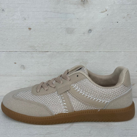 Leuke trendy retro sneaker khaki