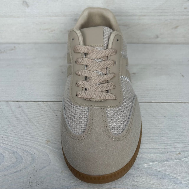 Leuke trendy retro sneaker khaki