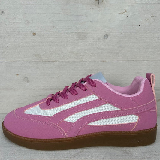 Gave sneakers met trendy retrozool fuchsia