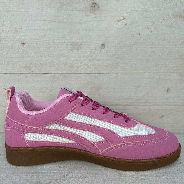 Gave sneakers met trendy retrozool fuchsia