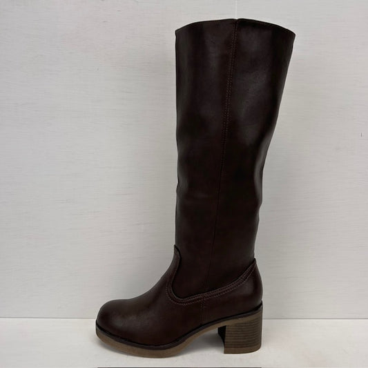 Leatherlook laarzen met stevige hak bruin