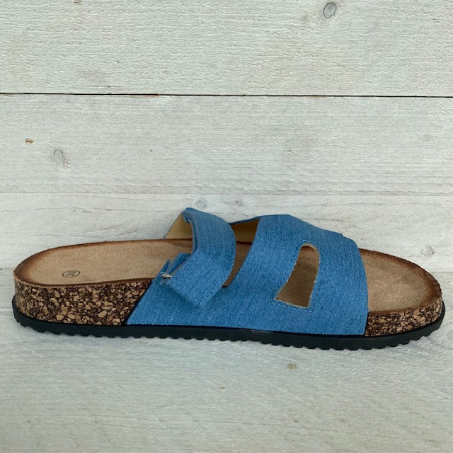 Verstelbare slippers met klittenband denim