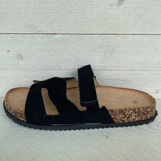 Verstelbare slippers met klittenband zwart