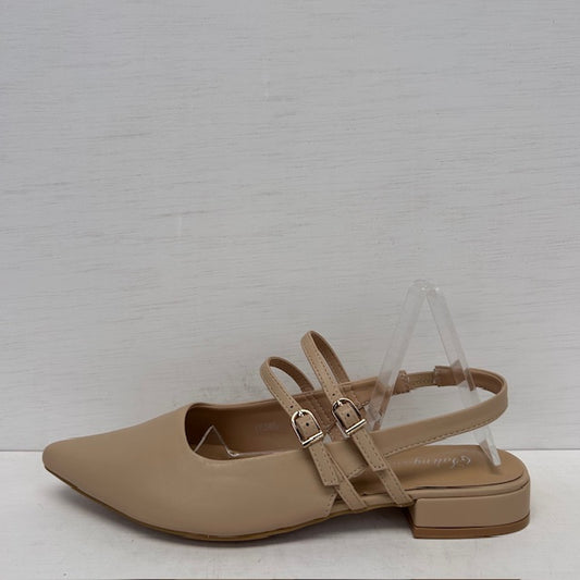 Leatherlook slingbacks met lage hak khaki