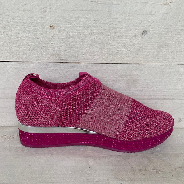 La Strada sneakers fuchsia/silver  knitted 2201239