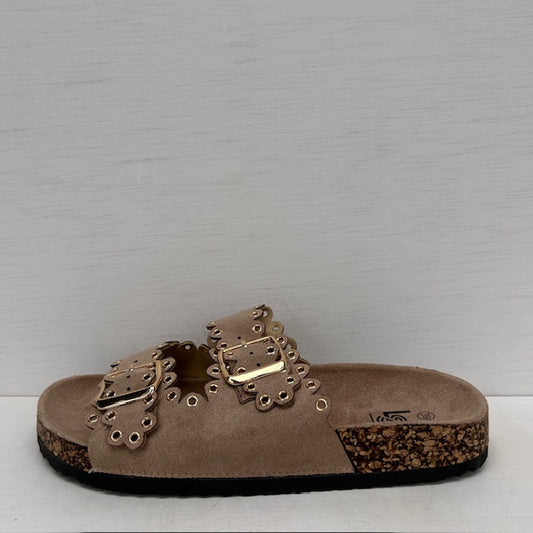 Sandalen met studs en gespjes khaki