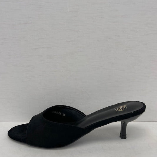 Suèdine slippers met elegant hakje zwart