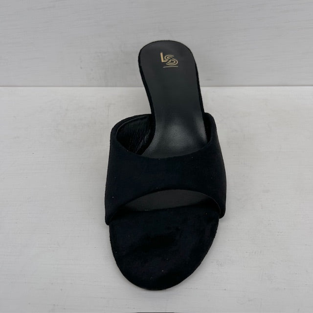 Suèdine slippers met elegant hakje zwart